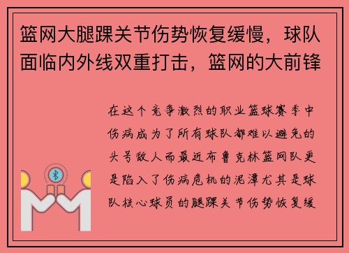 篮网大腿踝关节伤势恢复缓慢，球队面临内外线双重打击，篮网的大前锋是谁